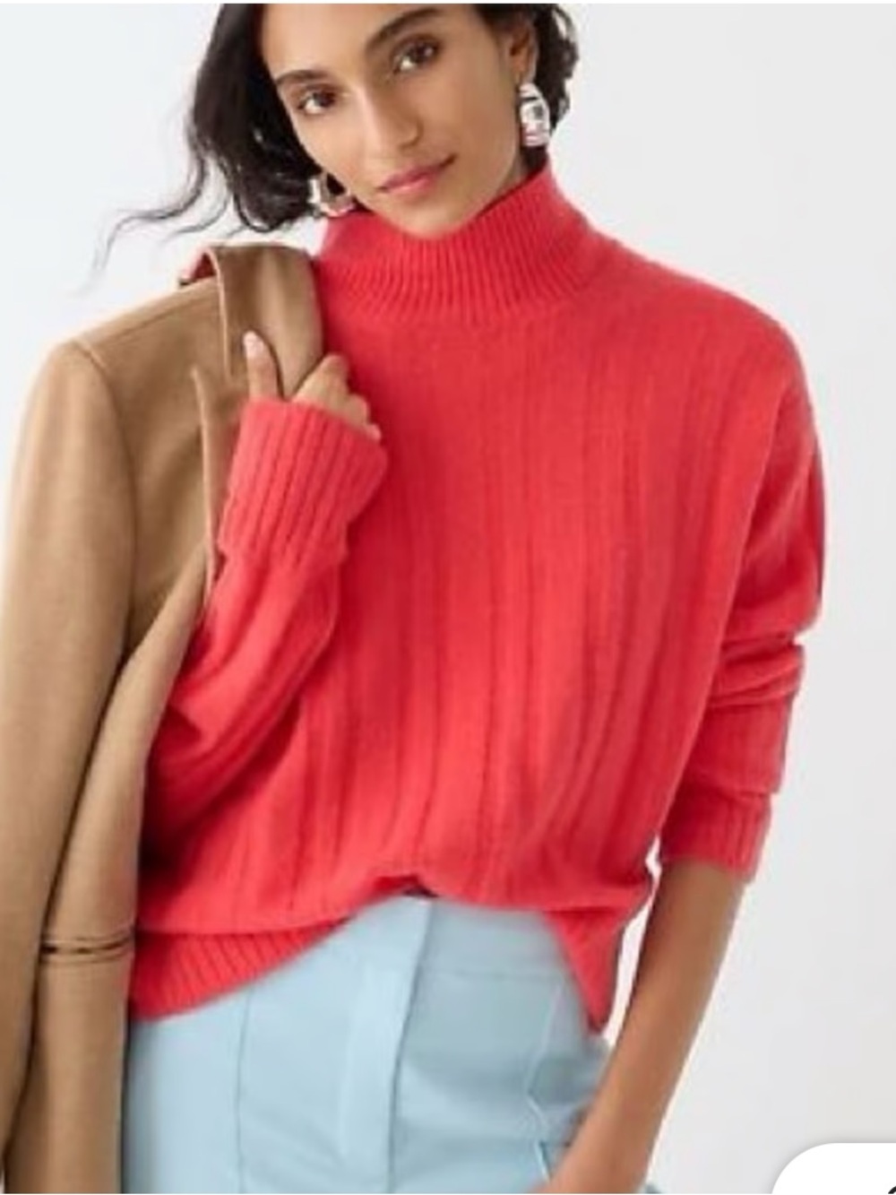 J. Crew NWOT Ribbed Mockneck Sweater in Supersoft Yarn - Red Poppy